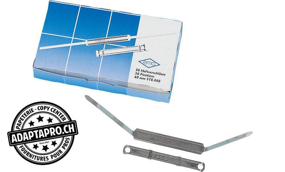 Emo - EMO-578.060 - Fixations EMO - métal - perforation 8cm - longueur 5.6cm - 50 pces