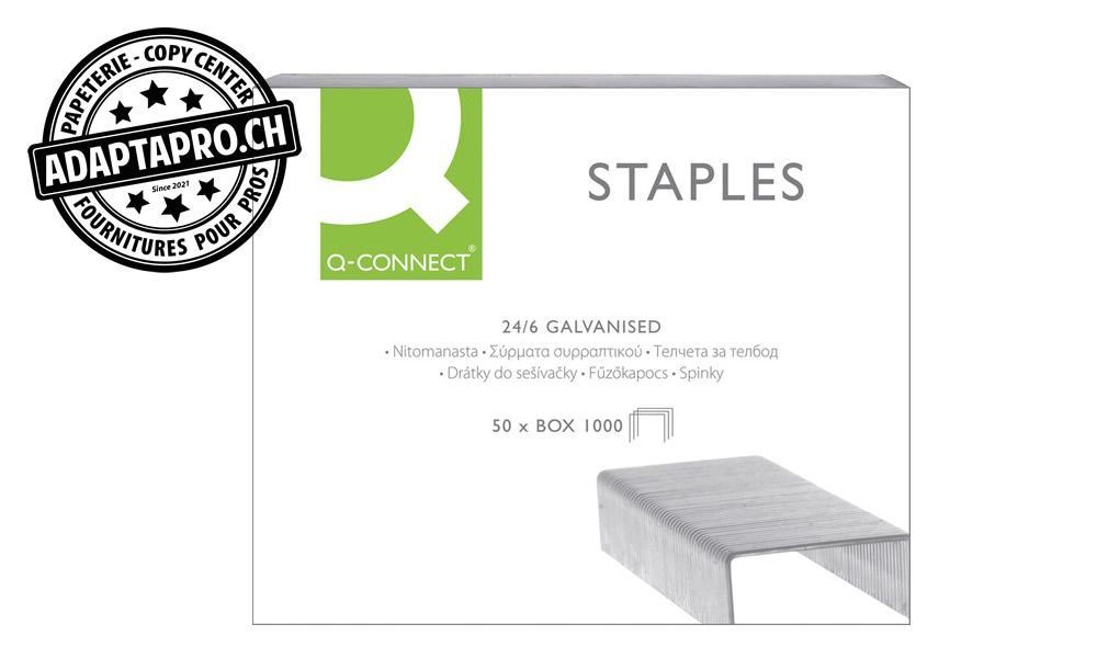 Q-Connect - KF01278 - Agrafes Q-CONNECT - compatibles multimarques - 24/6 (6mm) - 1'000 pces