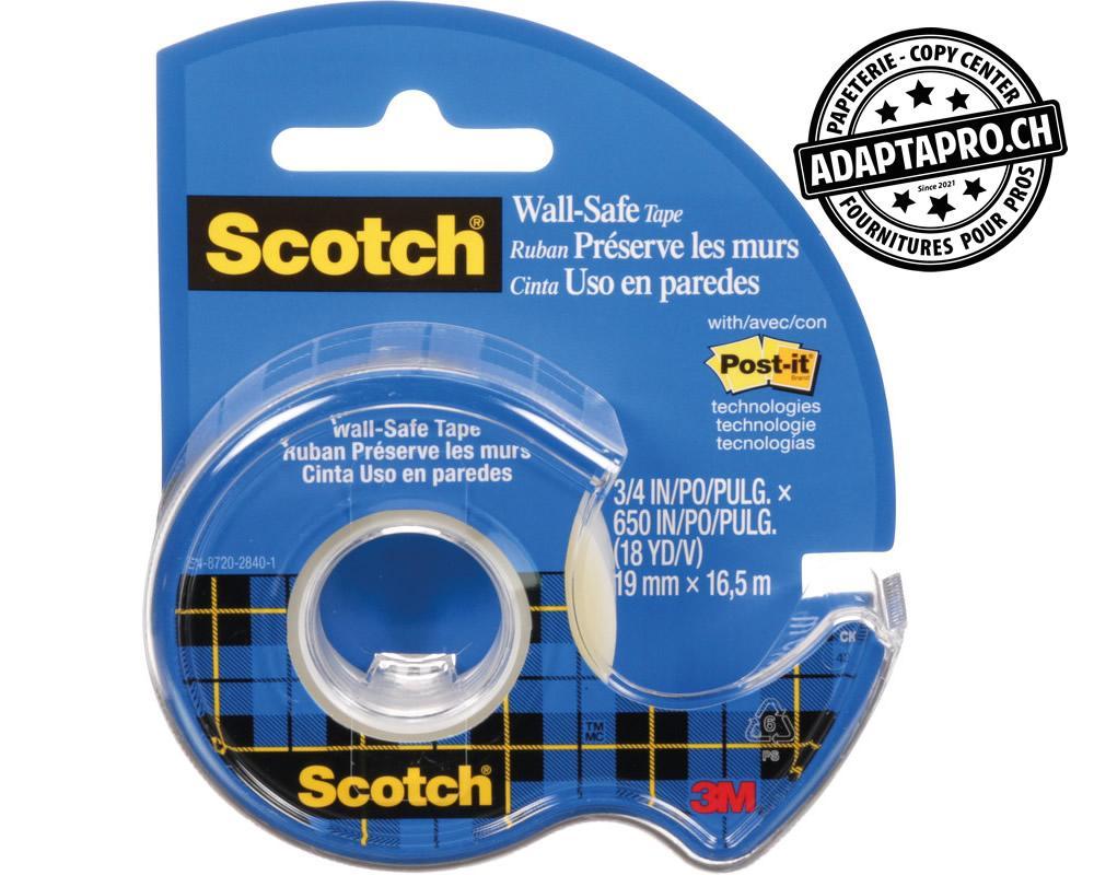 Scotch - SCO-183-EURO - Ruban adhésif Scotch Wall-Safe dérouleur - 19mm * 16.5m