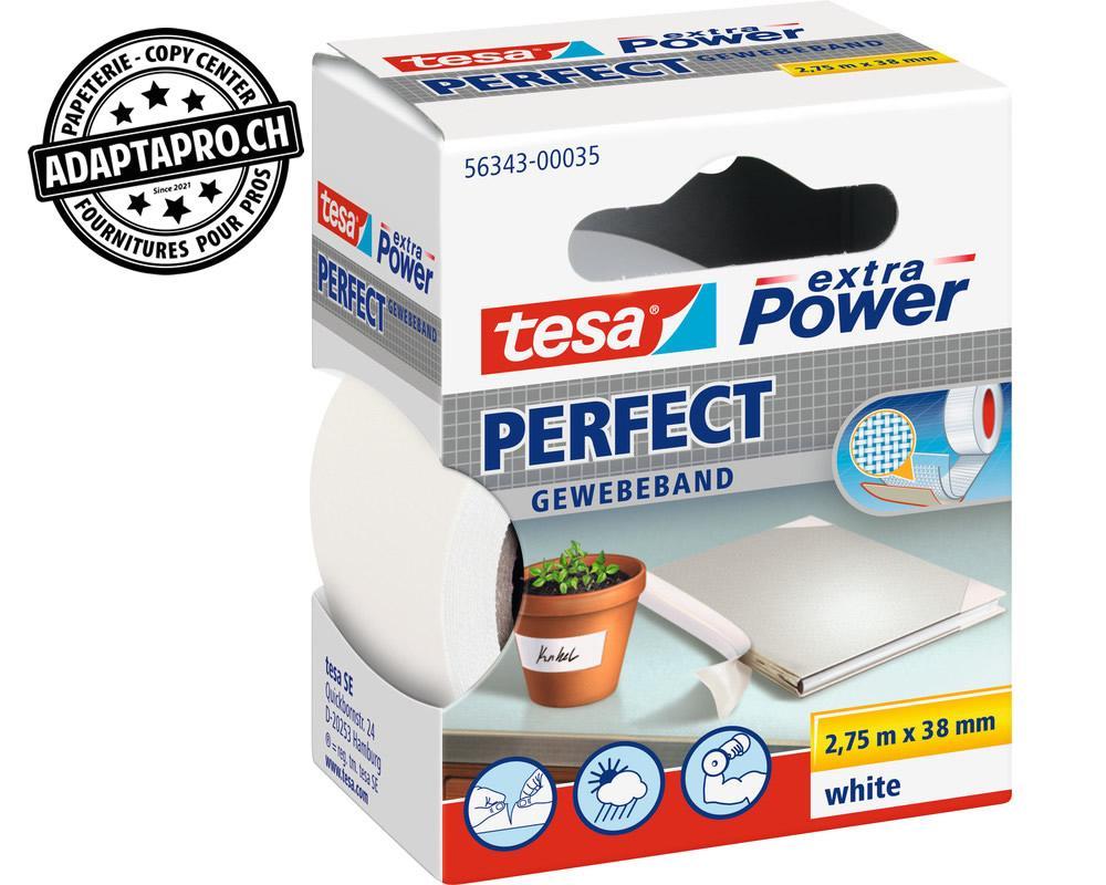 Tesa - TESA-56343-00035 - Ruban toilé TESA extra Power Perfect - 38mm * 2.75m - Blanc