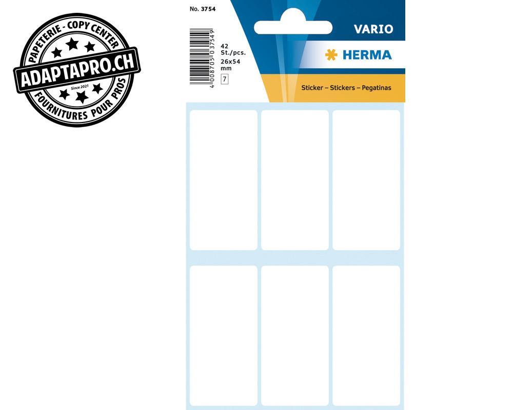 Herma - HRMA-3754 - Etiquettes autoadhésives HERMA Vario - 26x54mm - blanches - 42 ex