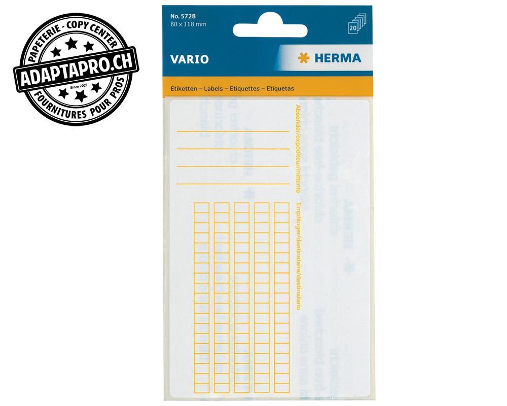 Herma - HRMA-5728 - Etiquettes autoadhésives HERMA pour colis - 118x80mm - 20 pces