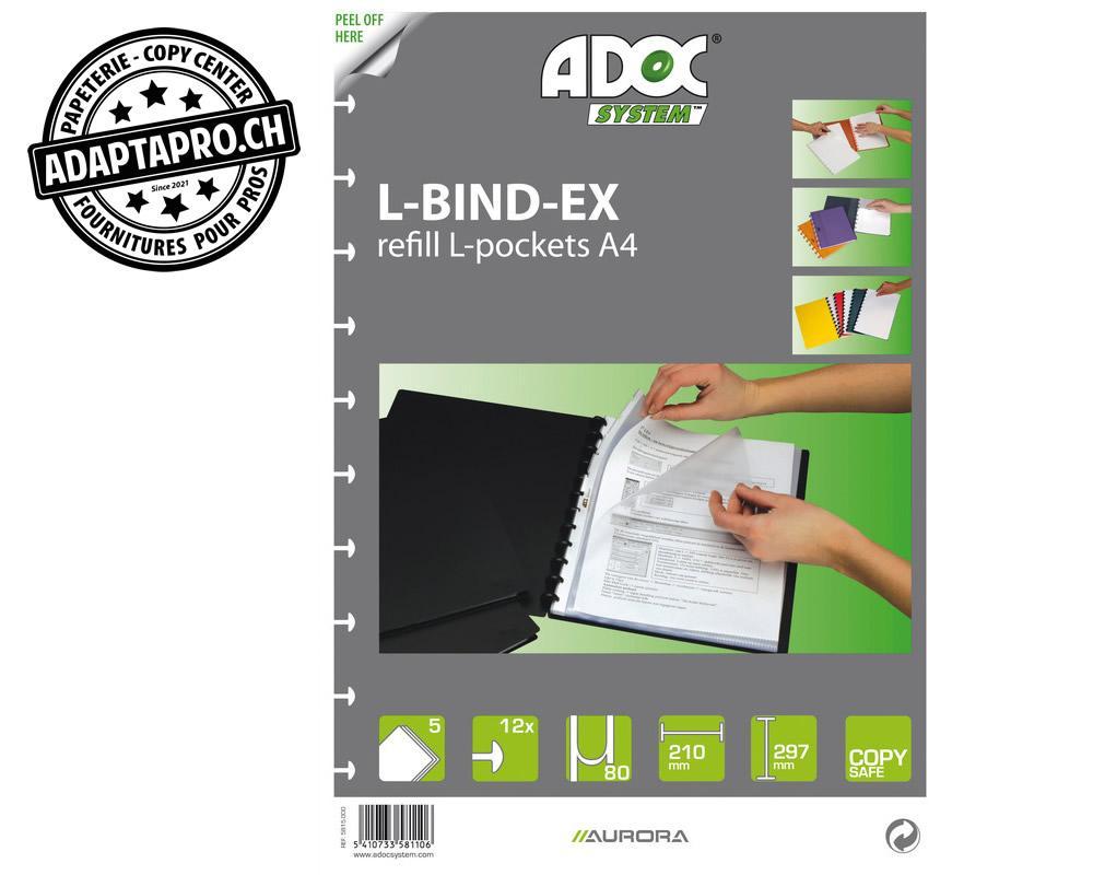 Adoc - ADOC-5815.000 - Poches transparentes de rechange ADOC - L-Bind-Ex Aurora - A4