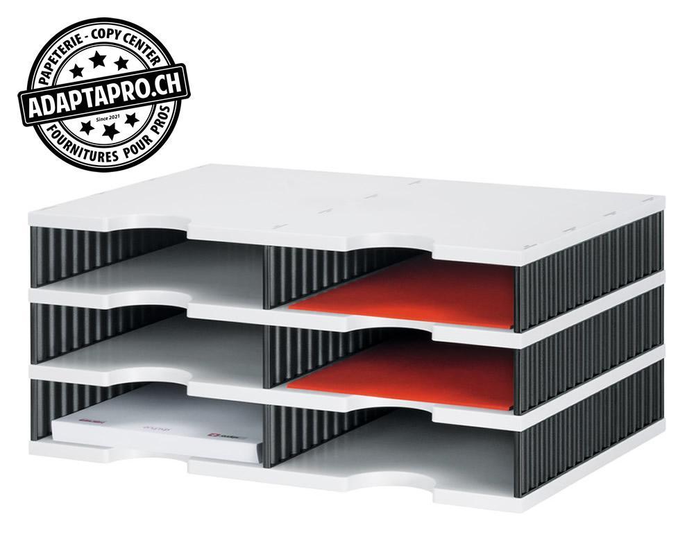 Styro - STY-268-02031.98 - Module de classement STYRODOC duo - 3 étages / 6 casiers 57mm - C4 485x331 - gris / noir