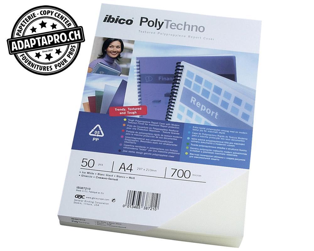 GBC - IB387210 - Couvertures GBC PolyTechno - A4 - blanc - 50 pièces