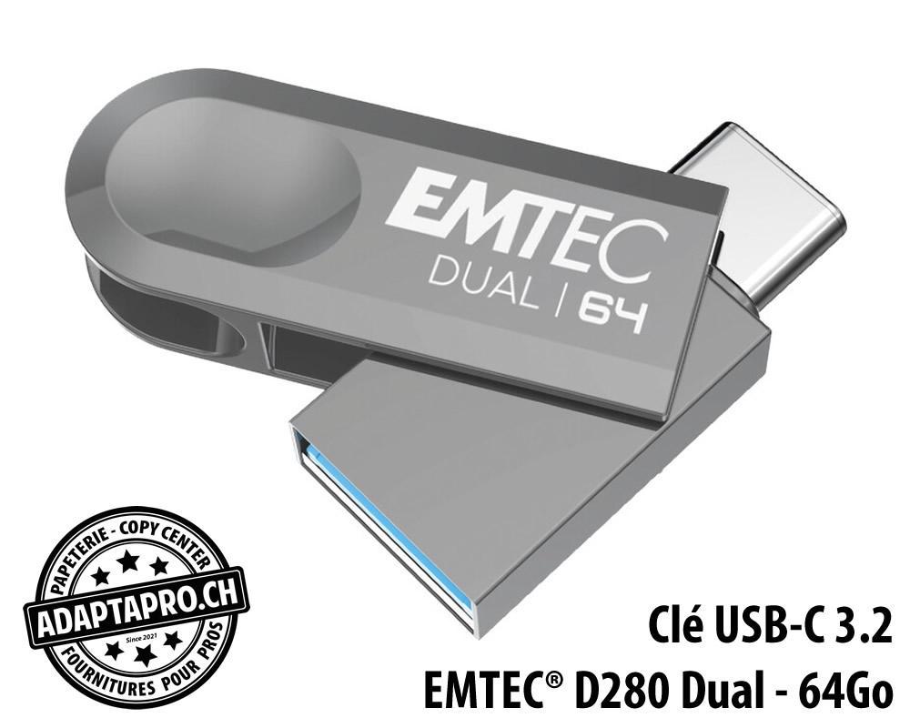 Emtec - EMT-ECMMD64GD283 - Clé USB-C 3.2 EMTEC® D280 Dual - 64Go