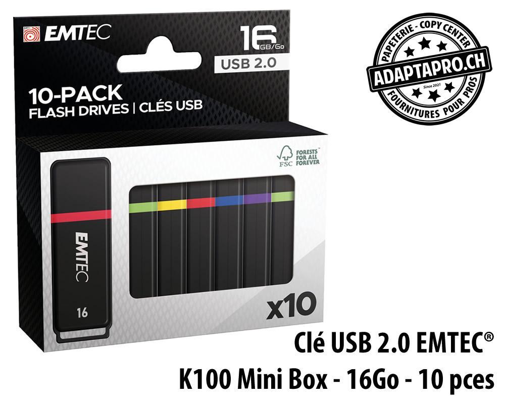 Emtec - EMT-ECMMD16GK102P1 - Clé USB 2.0 EMTEC® K100 Mini Box - 16Go - 10 pièces