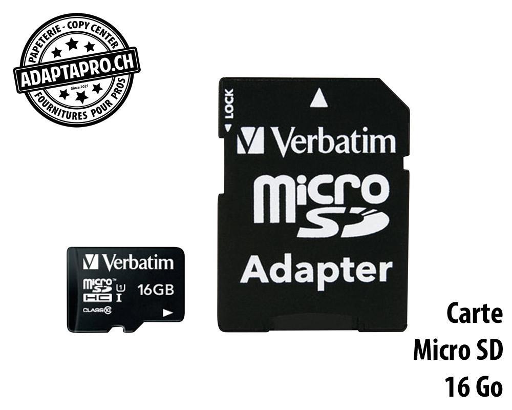 Verbatim - VBT-44082 - VERBATIM Micro SDHC Card Class 10 - 16Go