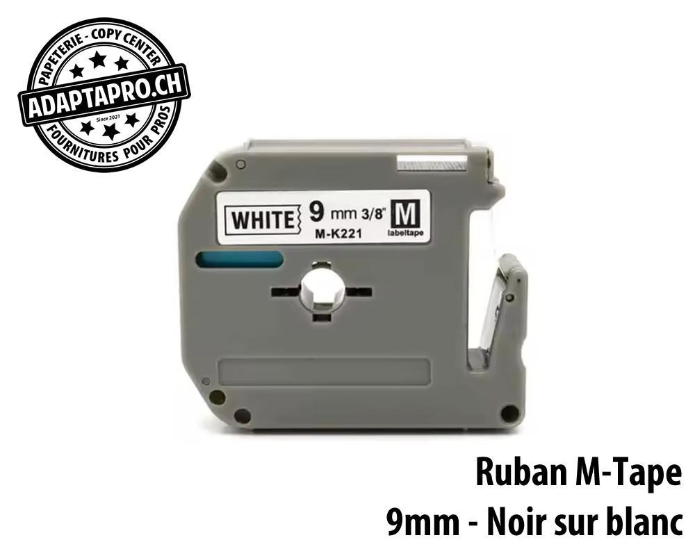 AdaptaPro - MT-09-BKWH - Ruban compatible M-Tape - 9mm * 8m - Noir sur blanc
