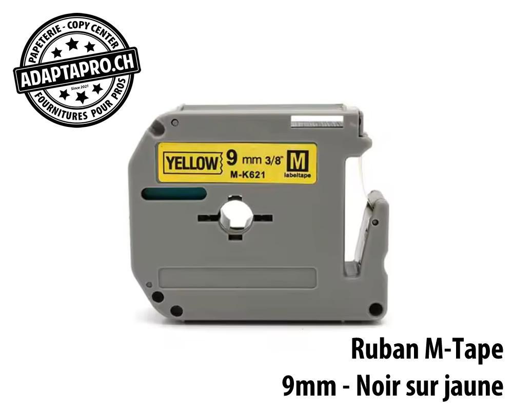 AdaptaPro - MT-09-BKYE - Ruban compatible M-Tape - 9mm * 8m - Noir sur jaune