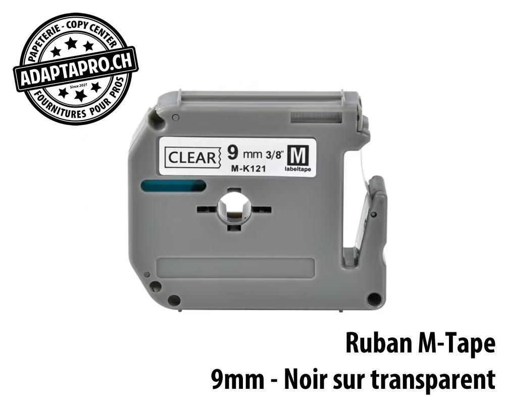 AdaptaPro - MT-09-BKTR - Ruban compatible M-Tape - 9mm * 8m - Noir sur transparent