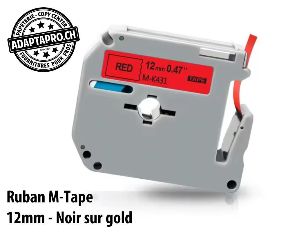 AdaptaPro - MT-12-BKRE - Ruban compatible M-Tape - 12mm * 8m - Noir sur rouge