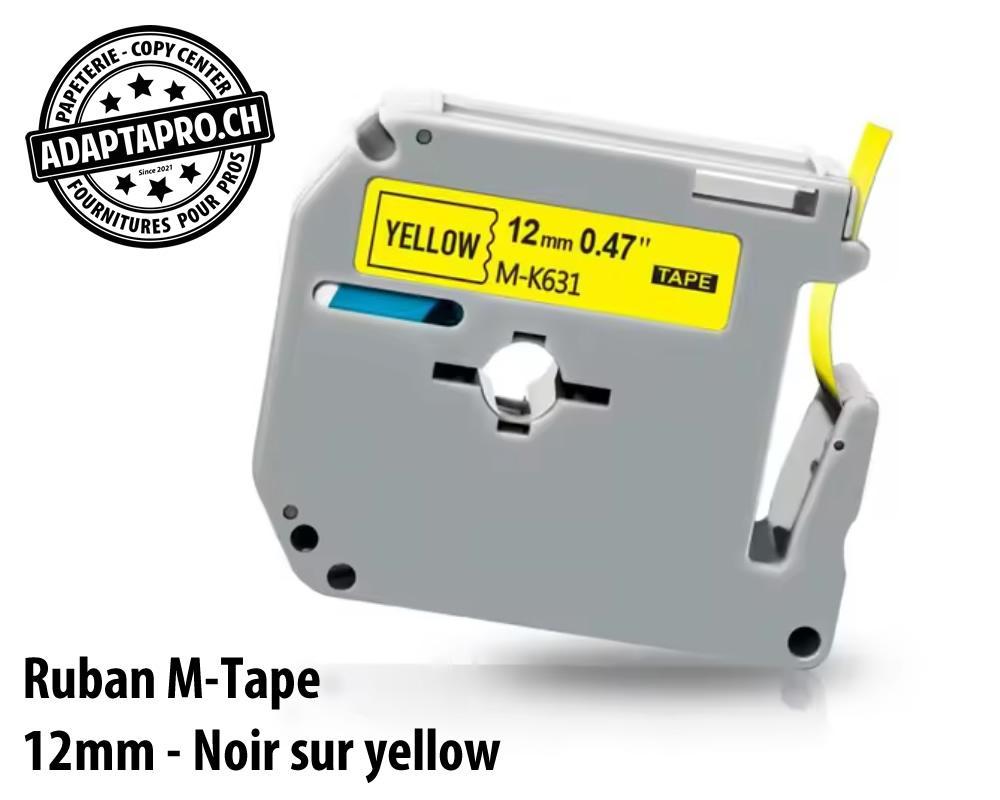 AdaptaPro - MT-12-BKYE - Ruban compatible M-Tape - 12mm * 8m - Noir sur jaune
