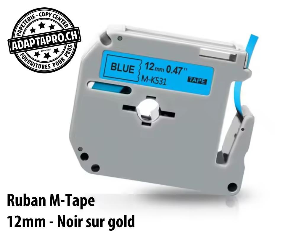 AdaptaPro - MT-12-BKBL - Ruban compatible M-Tape - 12mm * 8m - Noir sur bleu