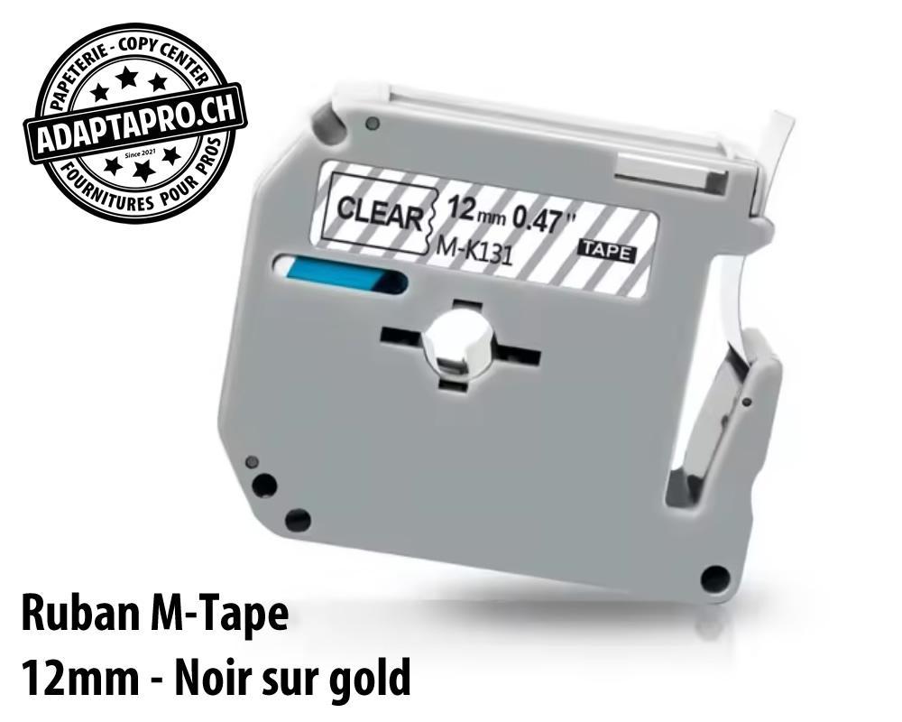 AdaptaPro - MT-12-BKTR - Ruban compatible M-Tape - 12mm * 8m - Noir sur transparent