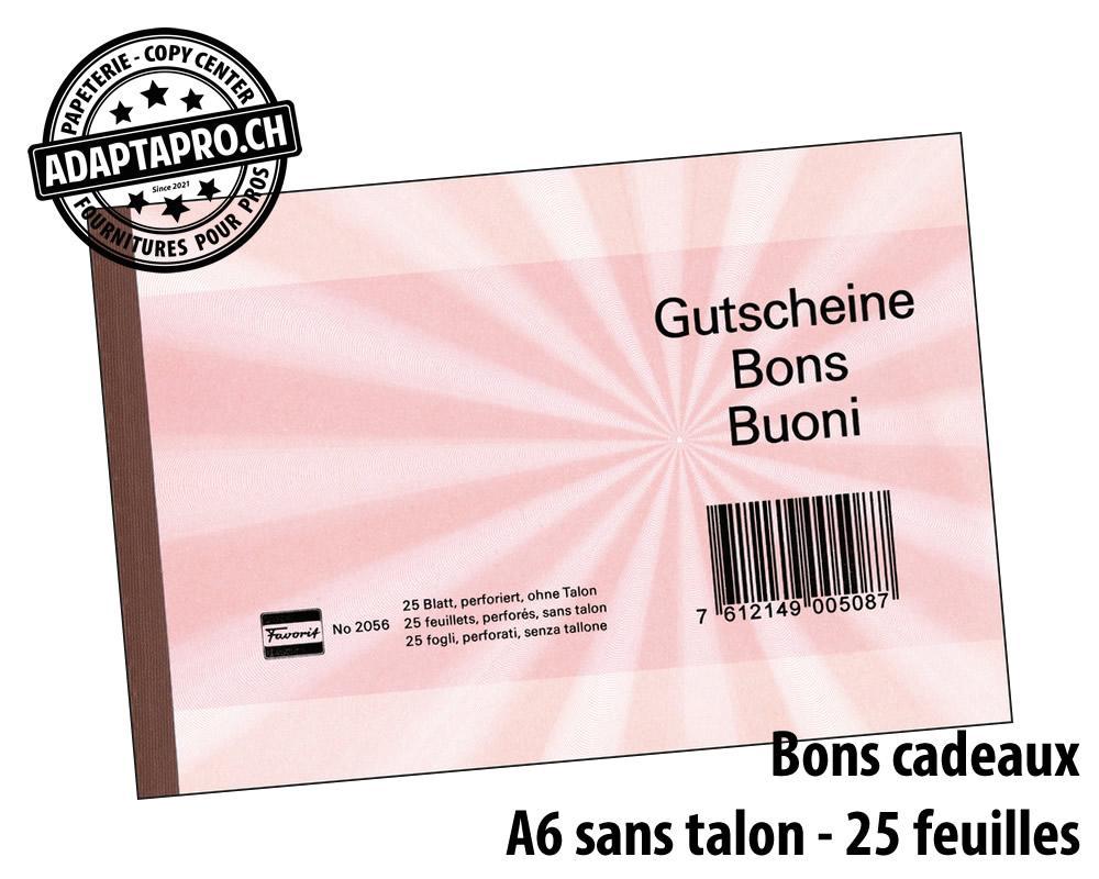 Favorit - FAV-2056ROT - Bons-cadeaux FAVORIT - A6 - sans talon - rouge - 25 feuilles