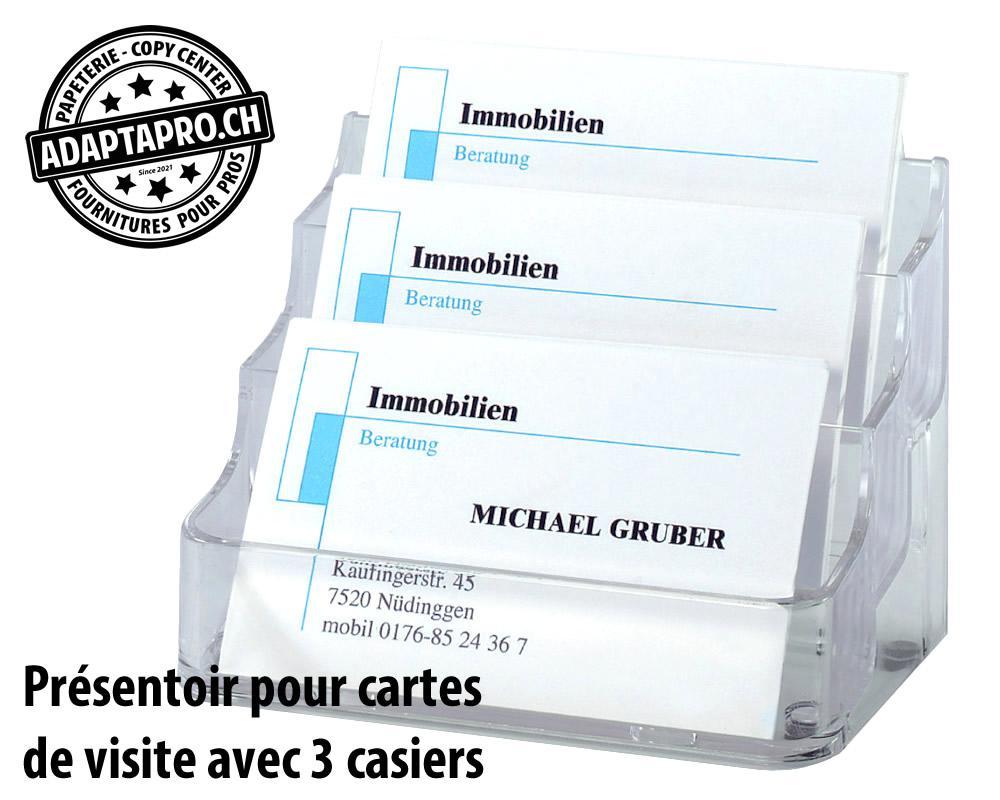 Sigel - SIG-VA130 - Présentoir pour cartes de visite SIGEL avec 3 casiers - transparent