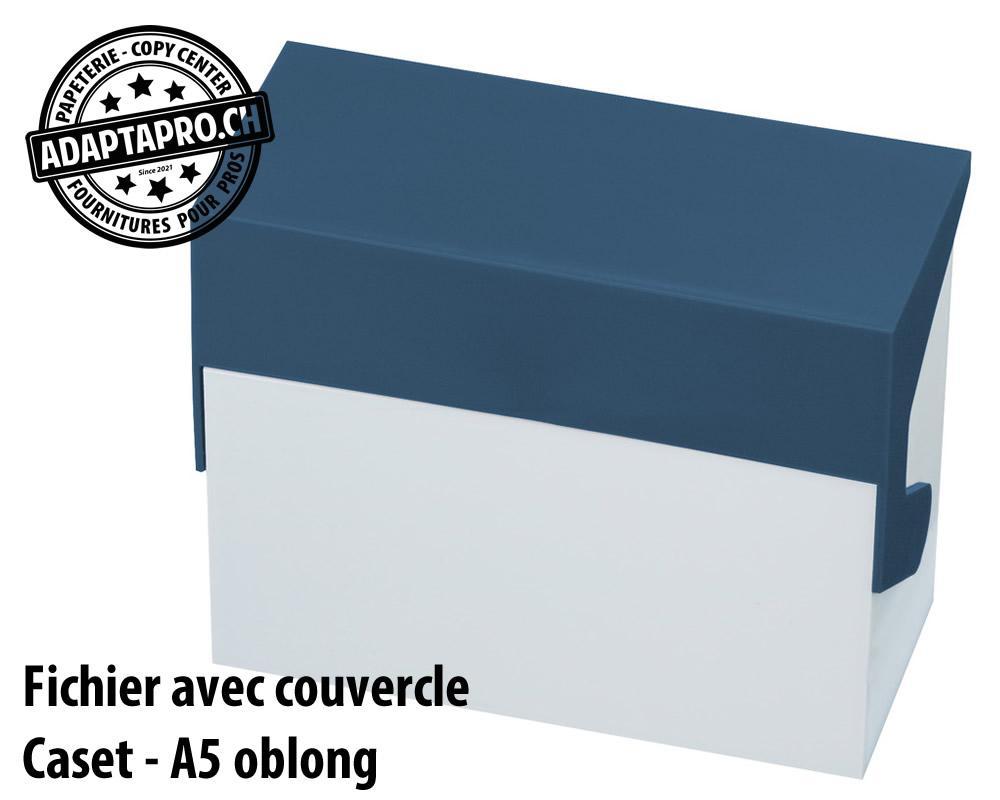 Styro - STY-30-5200.39 - Fichier avec couvercle STYRO Caset - A5 oblong - blanc/bleu