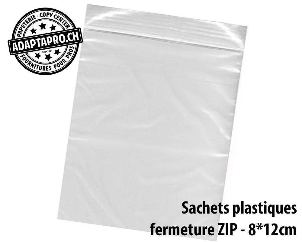 AdaptaPro - GripBag-0812 - Sachets plastiques - fermeture ZIP - 80*120mm (l*h) - 100 pces