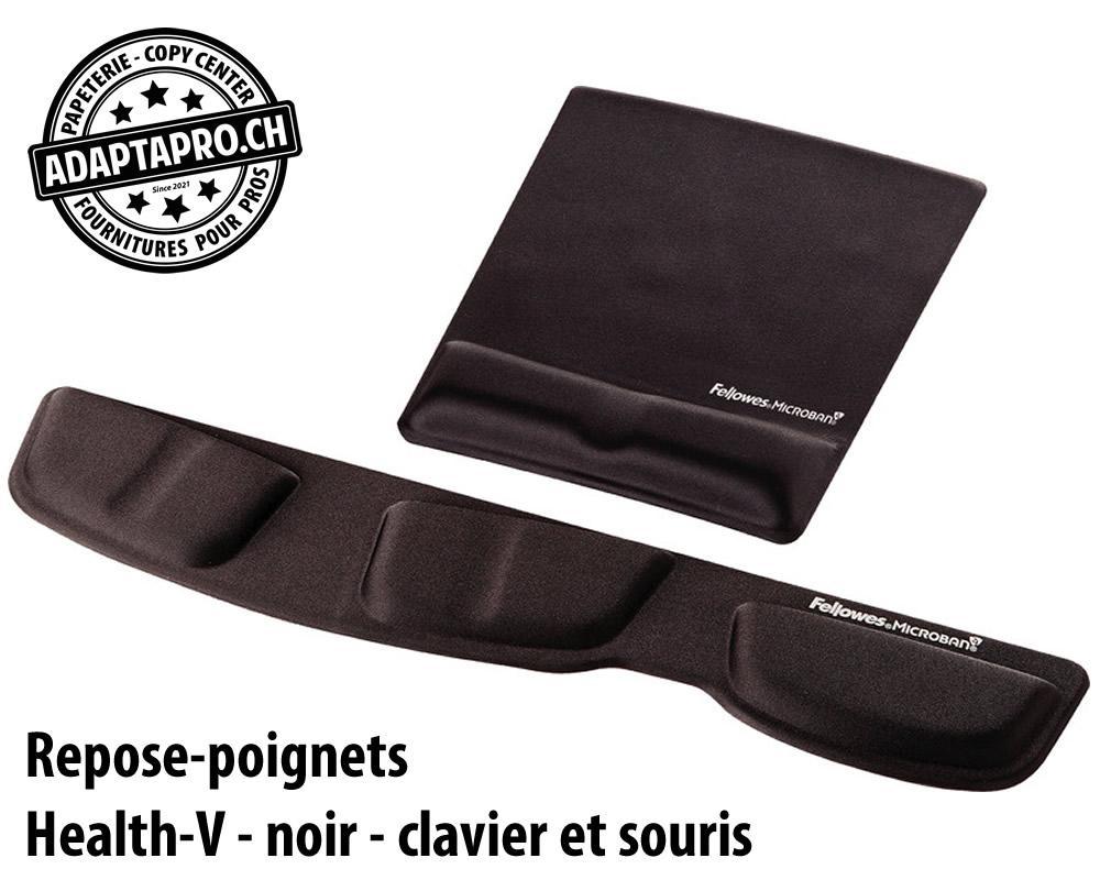 Fellowes - FEL-9181201 - Repose-poignets FELLOWES Health-V - noir - pour clavier et souris