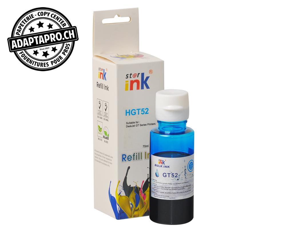 StarInk - SI-BTL-GT52C - Bouteille d'encre Compatible HP GT52 - 70ml - Cyan
