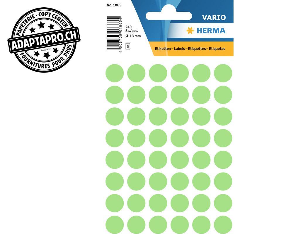 Herma - HRMA-1865 - Pastilles de couleur HERMA Vario - dia 13mm - vert - 240 pièces
