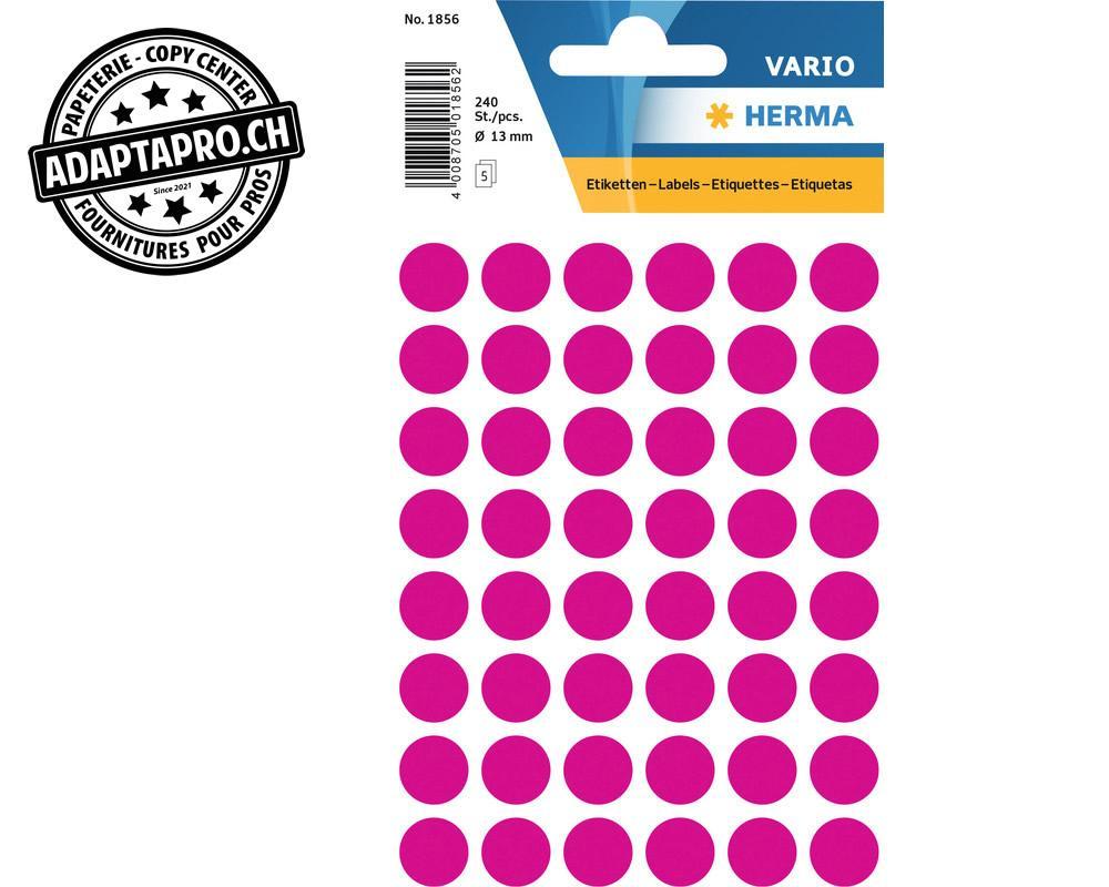 Herma - HRMA-1856 - Pastilles de couleur HERMA Vario - dia 13mm - rose vif - 240 pièces