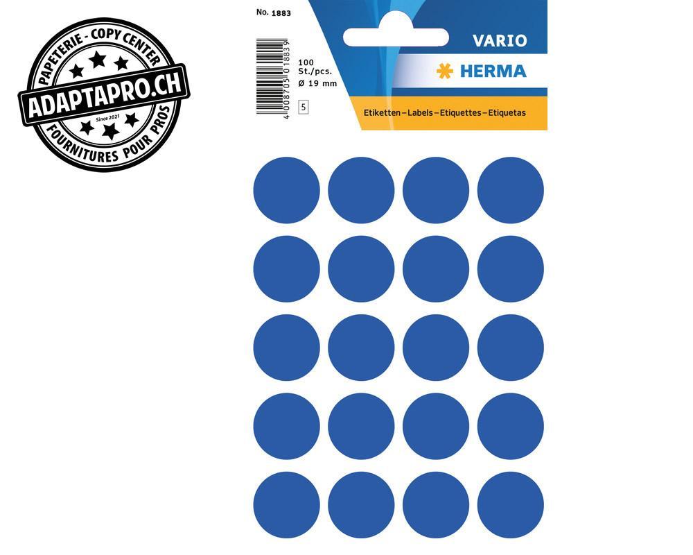 Herma - HRMA-1883 - Pastilles de couleur HERMA Vario - dia 19mm - bleu foncé - 100 pièces