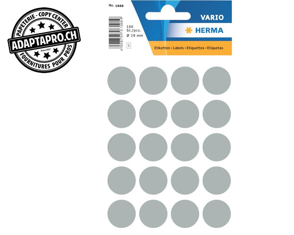 Herma - HRMA-1888 - Pastilles de couleur HERMA Vario - dia 19mm - gris - 100 pièces