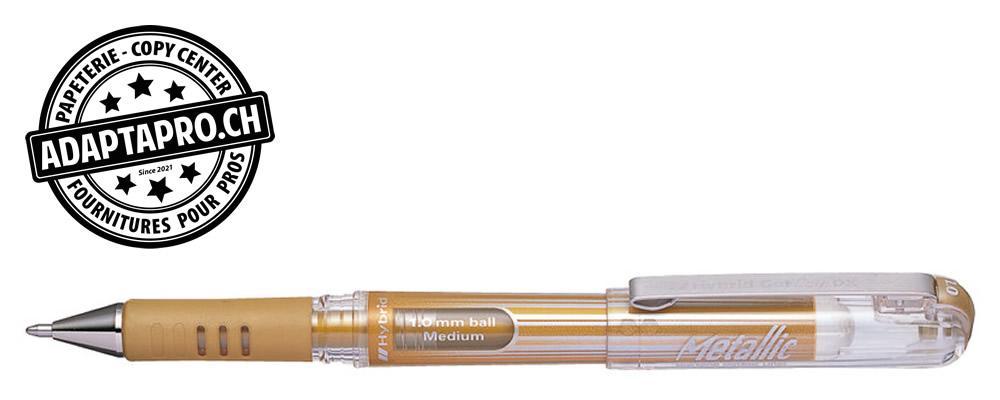 Pentel - PEN-K230-XO - Roller PENTEL Hybrid Gel Grip DX - trait 1mm - Or métalisé