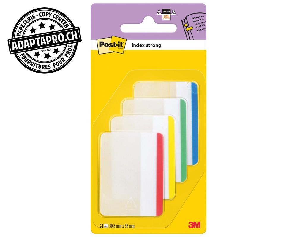 Post-it - POS-686F-1 - Post-it Index Strong Filing - cavaliers plats - 4 couleurs * 6 pièces