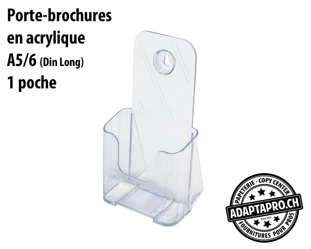 AdaptaPro - APD-3103 - Porte-brochures en acrylique Crystal Clear - A5/6 (Din Long) 1 poche