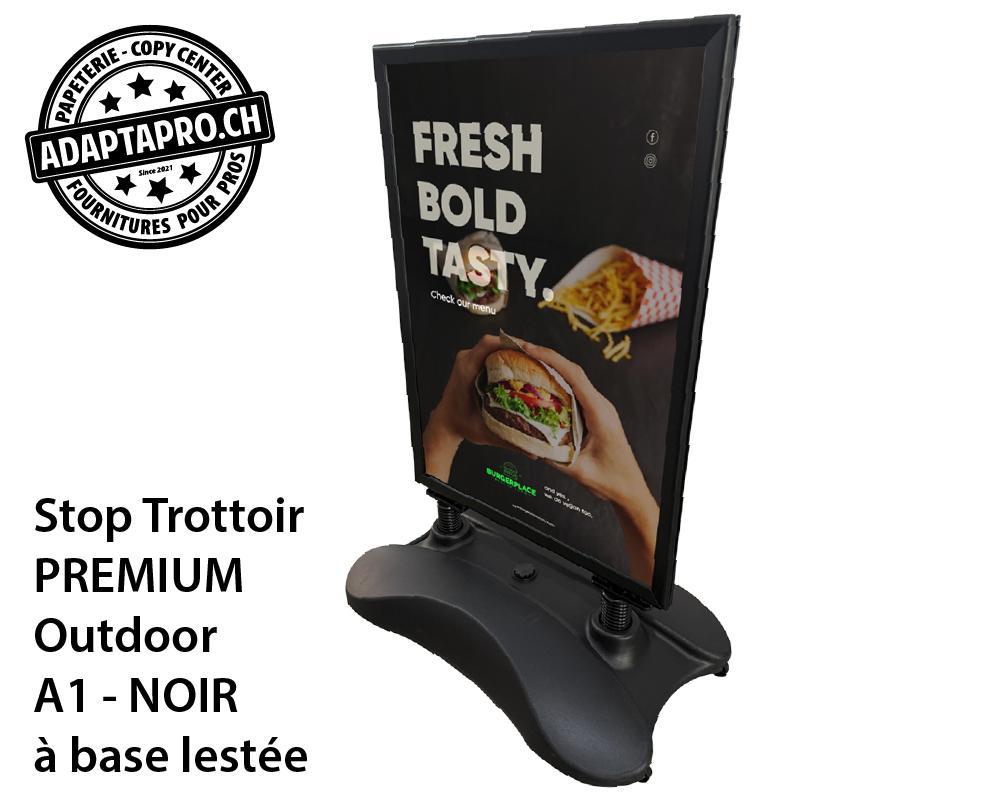 AdaptaPro - STPO-BAS32-A1-K - Stop Trottoir - OutDoor - Premium - Cadre 32mm - A1 (594*841mm) NOIR
