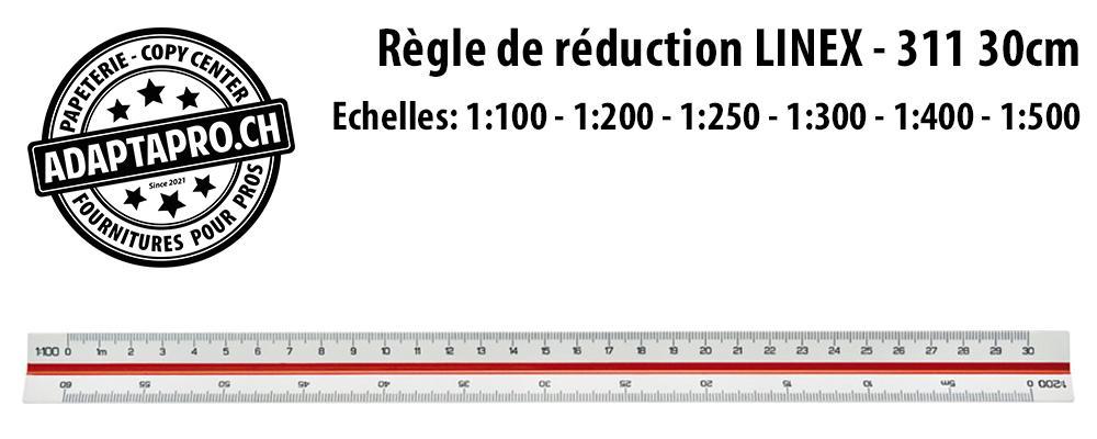 Linex - LIN-100413044 - Règle de réduction LINEX - 312 30cm - PS Blanc - diverses échelles