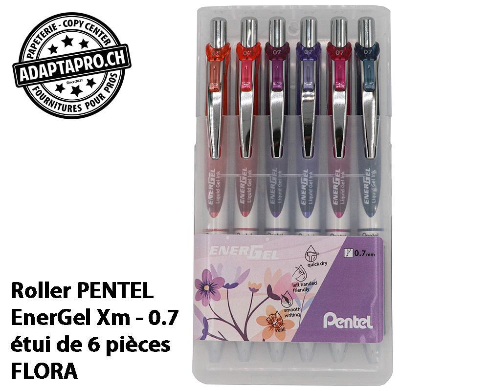 Pentel - PEN-BL77-6FL - Roller PENTEL EnerGel Xm - 0.7 - en étui de 6 pièces - set FLORA