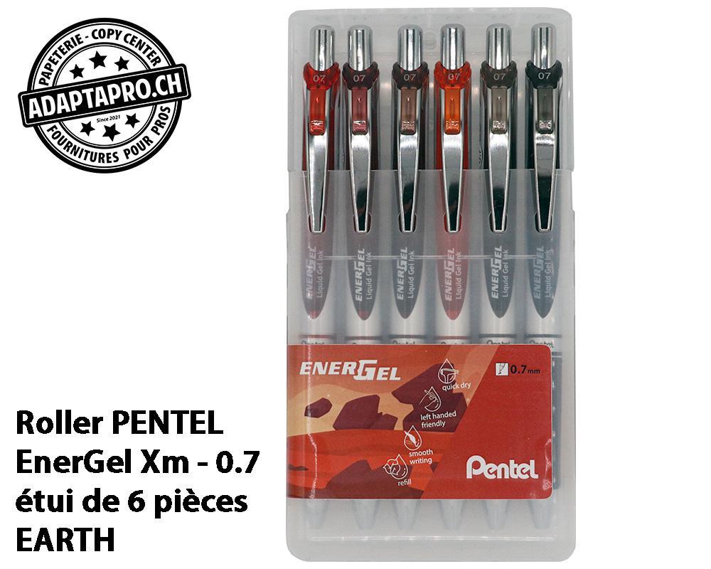 Pentel - PEN-BL77-6EA - Roller PENTEL EnerGel Xm - 0.7 - en étui de 6 pièces - set EARTH