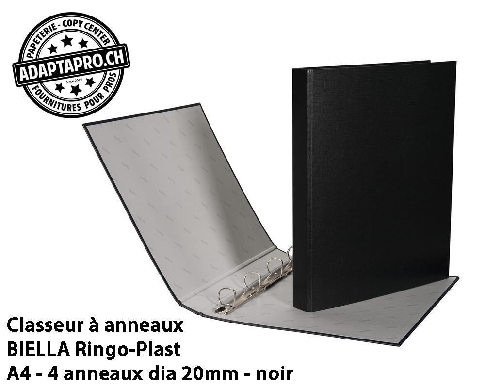 Biella - BIEL-43444202U - Classeur à anneaux BIELLA Ringo-Plast - A4 - 4 anneaux dia 20mm - noir