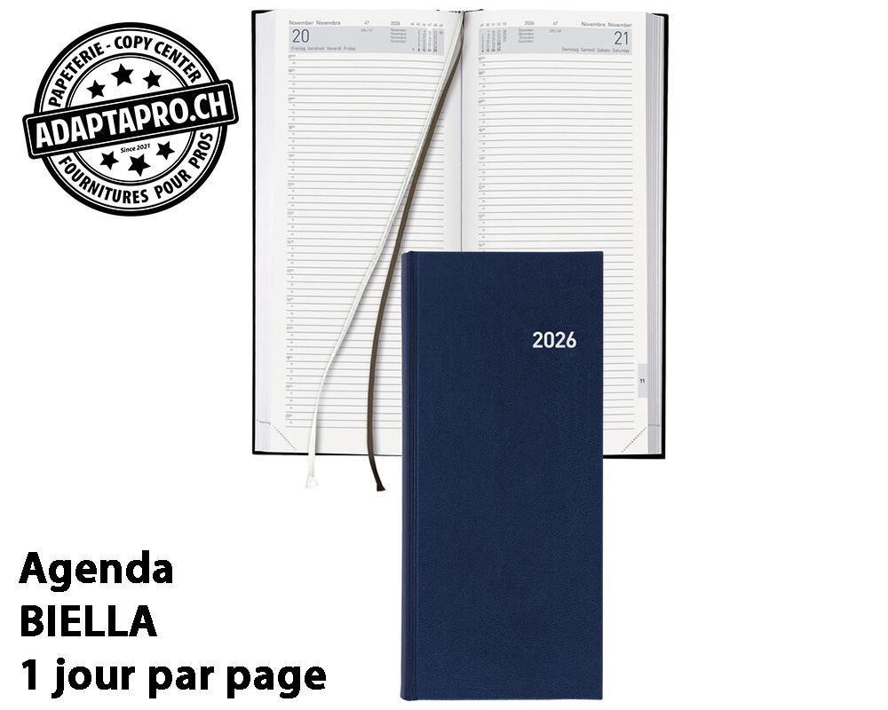 Biella - BIEL-801310050026U - Agenda commercial BIELLA format long - 1 jour par page - 13.5*31.5cm - 2026