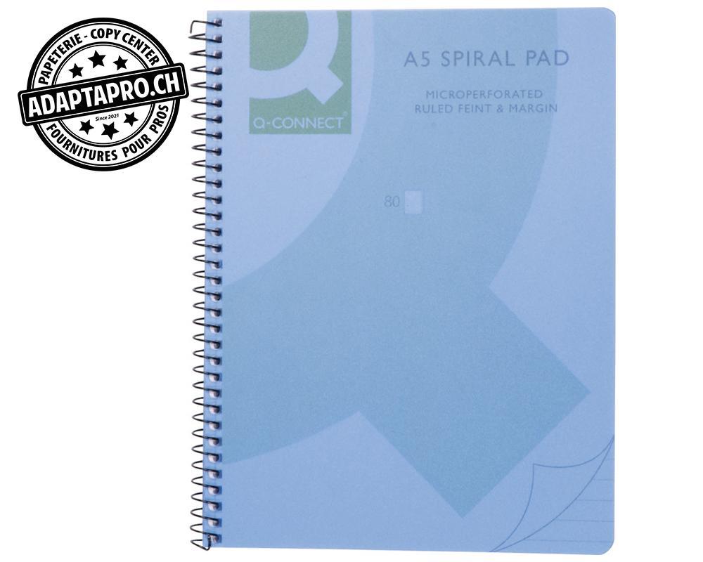 Q-Connect - KF10028 - Cahier à reliure spirale Q-CONNECT - A5 - quadrillé 5mm - bleu
