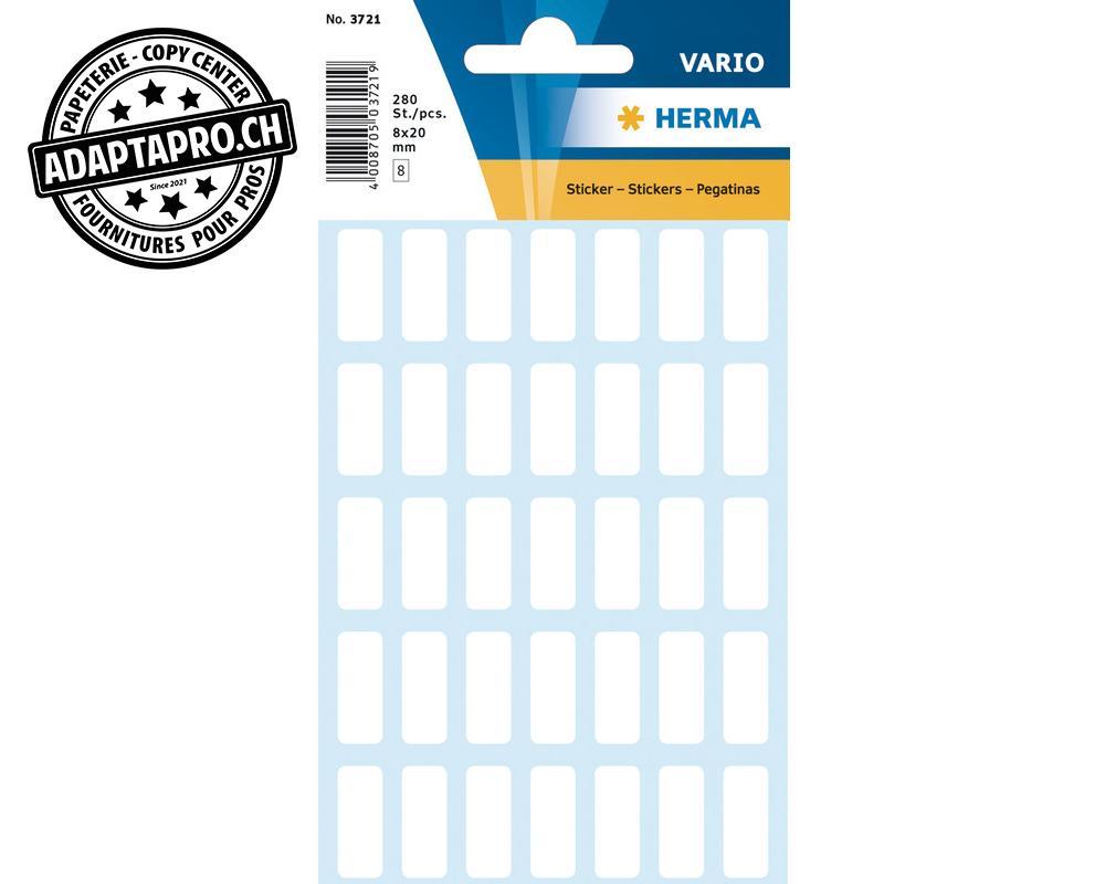 Herma - HRMA-3721 - Etiquettes autoadhésives HERMA Vario, petit emballage - 8 x 20 - 280 pièces