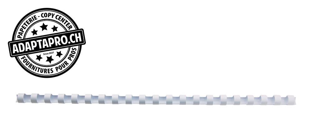 GBC - GBC-4028193 - Peignes plastiques GBC - dos rond - 21 anneaux - 6mm blanc - 100 pièces