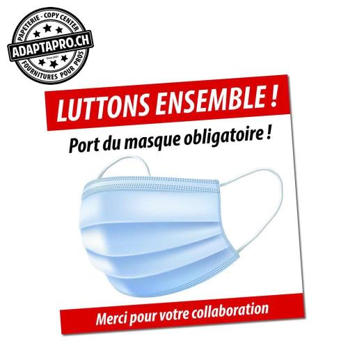 Autocollant enlevable - 20x20cm - Masques obligatoires