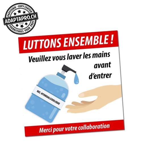 Autocollant enlevable - 30x30cm - Gel Hydroalcoolique