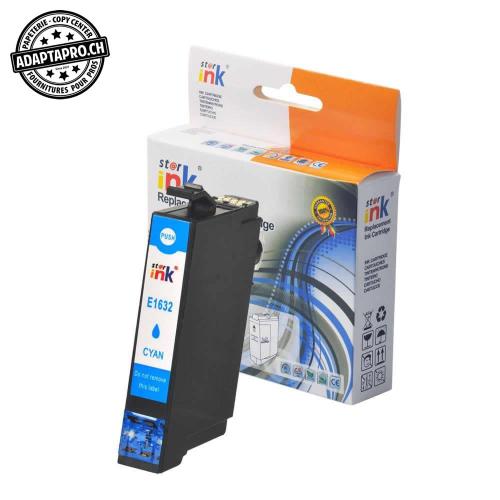 Cartouche d'encre compatible - Epson T1632 C - Cyan (13.5ml / 864 feuilles)