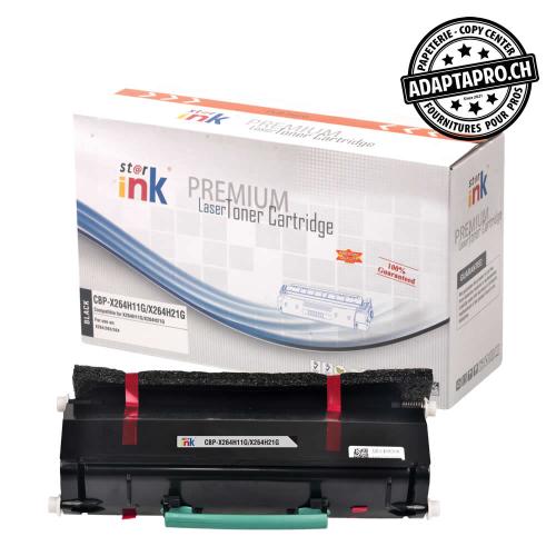 Cartouche de toner compatible - Lexmark X264H11G/X264H21G - Noir (9'000 feuilles)