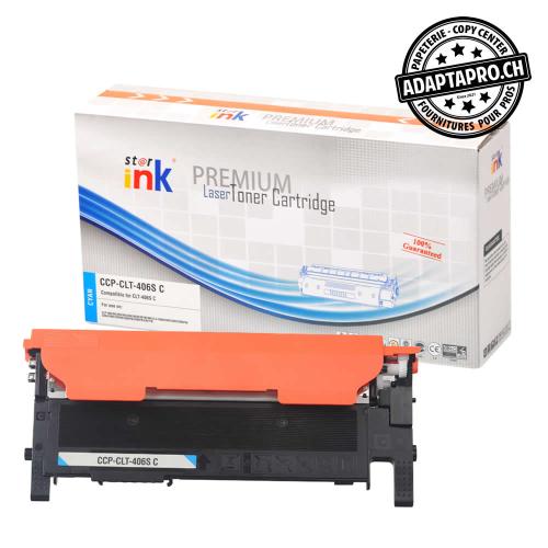Cartouche de toner compatible - Samsung CLT-406 S C - Cyan (1'000 feuilles)