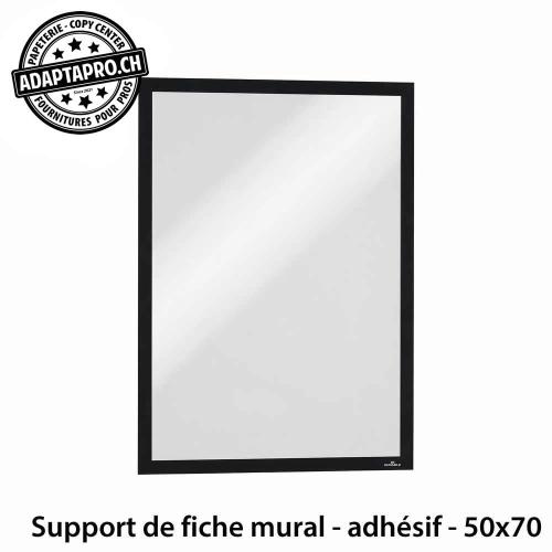 Support de fiche mural - adh&eacute;sif - fermeture magn&eacute;tique - noir - 50x70