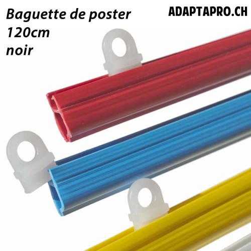 Baguettes pour posters - 120cm - 2 pi&egrave;ces avec oeillets - noir