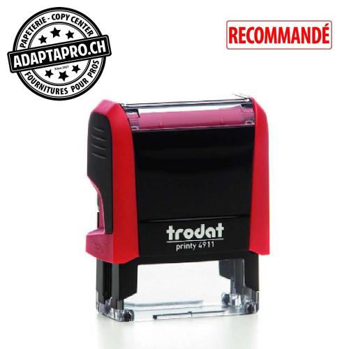 Timbre complet - Trodat Printy 4911 - RECOMMAND&Eacute; - Boitier rouge, encre rouge