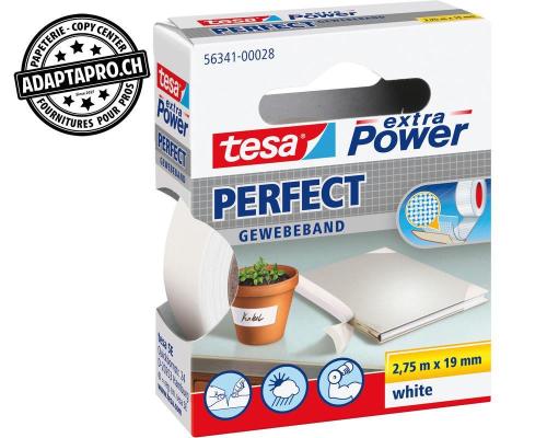 Ruban toil&eacute; TESA extra Power Perfect - 19mm * 2.75m - Blanc